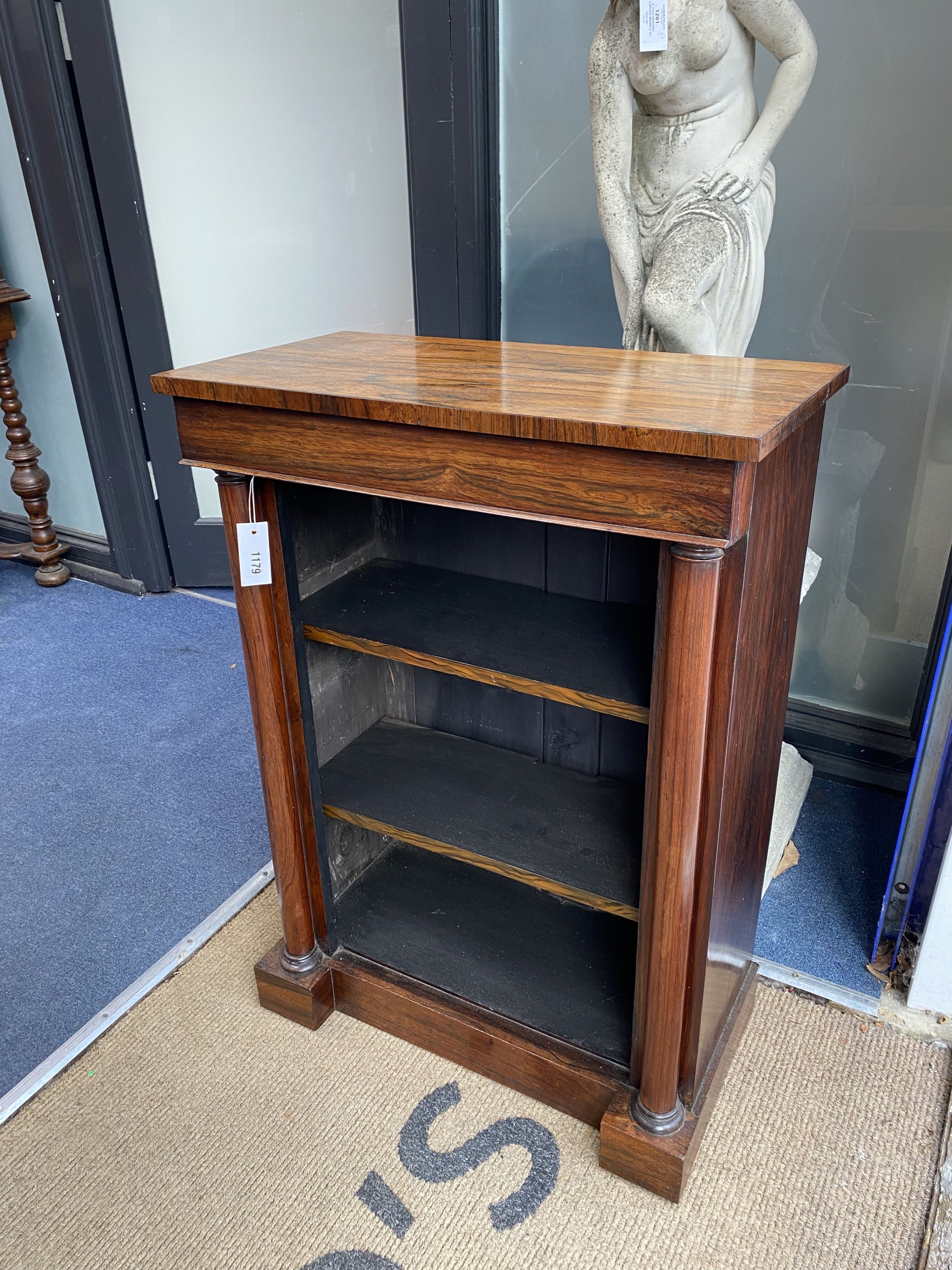 An early Victorian rosewood pier cabinet, width 62cm, depth 32cm, height 88cm